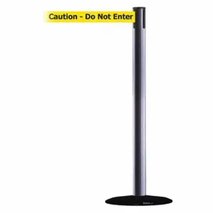 TENSABARRIER 889B-33-73-MAX-NO-YAX-C Barrier Post With Belt, Steel, Gray Hammer Tone, 38 Inch Post Height, 2 1/2 Inch Post Dia | CU6HLX 20YK11