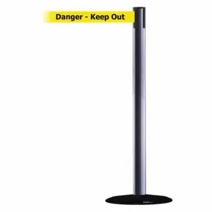 TENSABARRIER 889B-33-73-MAX-NO-YDX-C Barrier Post With Belt, Steel, Gray Hammer Tone, 38 Inch Post Height, 2 1/2 Inch Post Dia | CU6HBF 20YK13