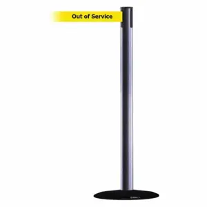 TENSABARRIER 889B-33-73-MAX-NO-YEX-C Barrier Post With Belt, Steel, Gray Hammer Tone, 38 Inch Post Height, 2 1/2 Inch Post Dia | CU6HAU 20YK14