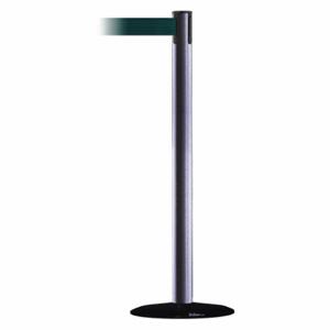 TENSABARRIER 889B-33-73-STD-NO-G6X-C Barrier Post With Belt, Steel, Gray Hammer Tone, 38 Inch Post Height, 2 1/2 Inch Post Dia | CU6HAT 20YL53