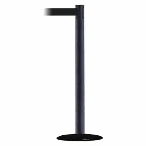 TENSABARRIER 889B-33-89-MAX-NO-B9X-C Barrier Post With Belt, Steel, Black Wrinkle, 38 Inch Post Height, 2 1/2 Inch Post Dia | CU6GYB 20YJ85