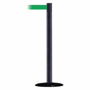 TENSABARRIER 889B-33-89-MAX-NO-G6X-C Barrier Post With Belt, Steel, Black Wrinkle, 38 Inch Post Height, 2 1/2 Inch Post Dia | CU6GXT 20YJ86