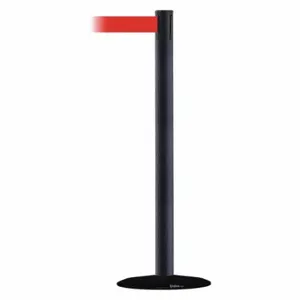 TENSABARRIER 889B-33-89-MAX-NO-R5X-C Barrier Post With Belt, Steel, Black Wrinkle, 38 Inch Post Height, 2 1/2 Inch Post Dia | CU6GXY 20YJ88