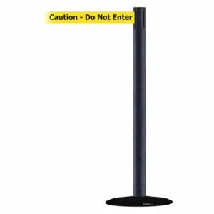 TENSABARRIER 889B-33-89-MAX-NO-YAX-C Barrier Post With Belt, Steel, Black Wrinkle, 38 Inch Post Height, 2 1/2 Inch Post Dia | CU6GYE 20YJ91