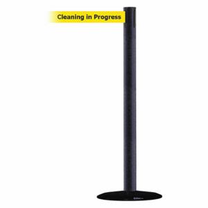 TENSABARRIER 889B-33-89-MAX-NO-YCX-C Barrier Post With Belt, Steel, Black Wrinkle, 38 Inch Post Height, 2 1/2 Inch Post Dia | CU6HLR 20YJ92