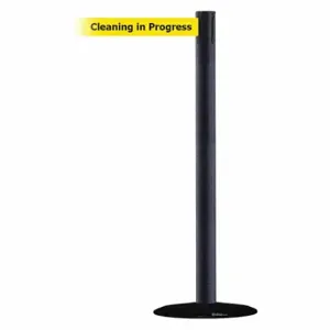 TENSABARRIER 889B-33-89-STD-NO-YCX-C Barrier Post With Belt, Steel, Black Wrinkle, 38 Inch Post Height, 2 1/2 Inch Post Dia | CU6GXW 20YL39