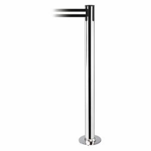 TENSABARRIER 889F-1P-1P-STD-NO-S3X-C Fixed Barrier Post With Belt, Polished Chrome, 36 1/2 Inch Post Height, Flange, Steel | CU6HVR 20YJ17
