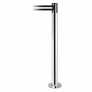 TENSABARRIER 889F-1P-1P-MAX-NO-S3X-C Fixed Barrier Post With Belt, Polished Chrome, 36 1/2 Inch Post Height, Flange, Steel | CU6HVT 20YG69