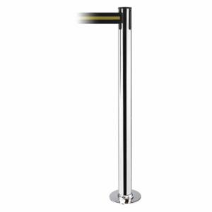 TENSABARRIER 889F-1P-1P-STD-NO-S4X-C Fixed Barrier Post With Belt, Polished Chrome, 36 1/2 Inch Post Height, Flange, Steel | CU6JBY 20YJ18