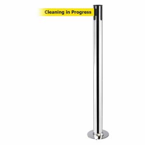 TENSABARRIER 889F-1P-1P-STD-NO-YCX-C Fixed Barrier Post With Belt, Polished Chrome, 36 1/2 Inch Post Height, Flange, Steel | CU6HWB 20YJ21