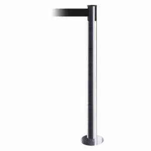 TENSABARRIER 889F-1S-1S-MAX-NO-B9X-C Fixed Barrier Post With Belt, Steel, Satin Chrome, 36 1/2 Inch Post Height, Flange | CU6JCX 20YG76