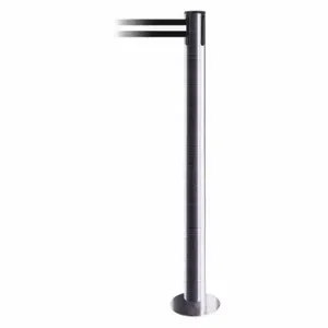 TENSABARRIER 889F-1S-1S-MAX-NO-S3X-C Fixed Barrier Post With Belt, Steel, Satin Chrome, 36 1/2 Inch Post Height, Flange | CU6HYY 20YG83