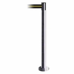 TENSABARRIER 889F-1S-1S-STD-NO-S4X-C Fixed Barrier Post With Belt, Steel, Satin Chrome, 36 1/2 Inch Post Height, Flange | CU6JCP 20YJ32