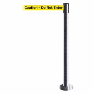 TENSABARRIER 889F-1S-1S-STD-NO-YAX-C Fixed Barrier Post With Belt, Steel, Satin Chrome, 36 1/2 Inch Post Height, Flange | CU6HYW 20YJ34