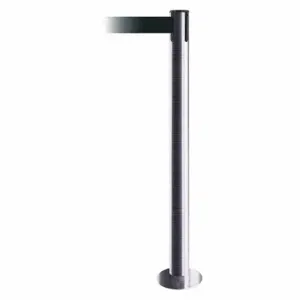 TENSABARRIER 889F-1S-1S-STD-NO-G7X-C Fixed Barrier Post With Belt, Steel, Satin Chrome, 36 1/2 Inch Post Height, Flange | CU6HYN 20YJ27