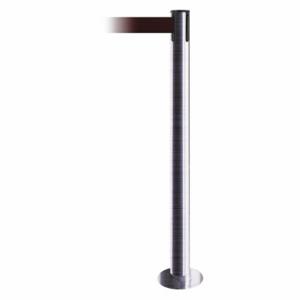TENSABARRIER 889F-1S-1S-STD-NO-R7X-C Fixed Barrier Post With Belt, Steel, Satin Chrome, 36 1/2 Inch Post Height, Flange | CU6HZG 20YJ30