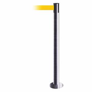 TENSABARRIER 889F-1S-1S-MAX-NO-Y5X-C Fixed Barrier Post With Belt, Steel, Satin Chrome, 36 1/2 Inch Post Height, Flange | CU6HYV 20YG85