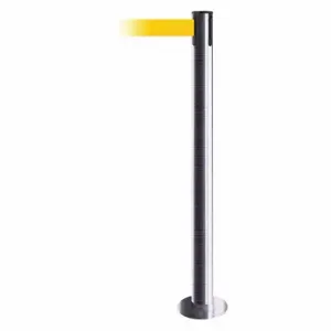 TENSABARRIER 889F-1S-1S-MAX-NO-Y5X-C Fixed Barrier Post With Belt, Steel, Satin Chrome, 36 1/2 Inch Post Height, Flange | CU6HYV 20YG85