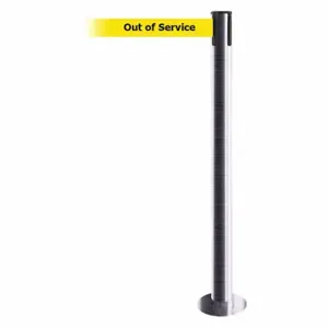 TENSABARRIER 889F-3S-3S-STD-NO-YEX-C Fixed Barrier Post With Belt, Steel, 36 1/2 Inch Post Height, Flange | CU6HZW 20YJ71