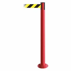 TENSABARRIER 889F-21-21-STD-NO-D4X-C Fixed Barrier Post With Belt, Red, 36 1/2 Inch Post Height, 2 1/2 Inch Post Dia, Flange | CU6HXF 20YH83