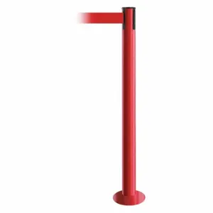 TENSABARRIER 889F-21-21-MAX-NO-R5X-C Fixed Barrier Post With Belt, Red, 36 1/2 Inch Post Height, 2 1/2 Inch Post Dia, Flange | CU6HXM 20YG35