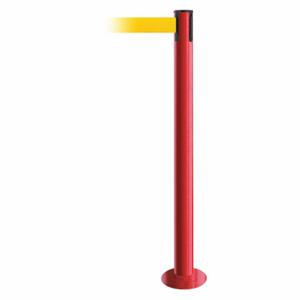 TENSABARRIER 889F-21-21-MAX-NO-Y5X-C Fixed Barrier Post With Belt, Red, 36 1/2 Inch Post Height, 2 1/2 Inch Post Dia, Flange | CU6JCJ 20YG34