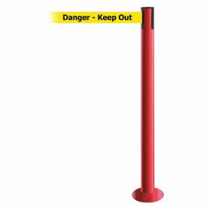 TENSABARRIER 889F-21-21-MAX-NO-YDX-C Fixed Barrier Post With Belt, Steel, Red, 36 1/2 Inch Post Height, 2 1/2 Inch Post Dia | CU6HXQ 20YG40