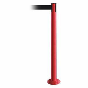 TENSABARRIER 889F-21-21-STD-NO-B9X-C Fixed Barrier Post With Belt, Red, 36 1/2 Inch Post Height, 2 1/2 Inch Post Dia, Flange | CU6HXL 20YH78