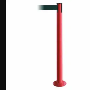 TENSABARRIER 889F-21-21-MAX-NO-G6X-C Fixed Barrier Post With Belt, Red, 36 1/2 Inch Post Height, 2 1/2 Inch Post Dia, Flange | CU6JCW 20YG33