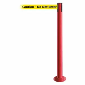 TENSABARRIER 889F-21-21-MAX-NO-YAX-C Fixed Barrier Post With Belt, Red, 36 1/2 Inch Post Height, 2 1/2 Inch Post Dia, Flange | CU6HXG 20YG38