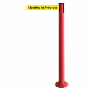 TENSABARRIER 889F-21-21-STD-NO-YCX-C Fixed Barrier Post With Belt, Steel, Red, 36 1/2 Inch Post Height, 2 1/2 Inch Post Dia | CU6HXP 20YH85