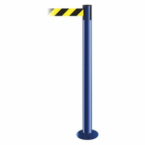 TENSABARRIER 889F-23-23-STD-NO-D4X-C Fixed Barrier Post With Belt, Blue, 36 1/2 Inch Post Height | CU6JCY 20YH53