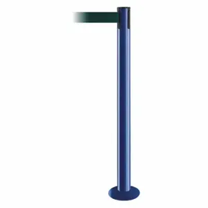 TENSABARRIER 889F-23-23-STD-NO-G6X-C Fixed Barrier Post With Belt, Blue, 36 1/2 Inch Post Height, 2 1/2 Inch Post Dia, Green | CU6JCM 20YH49