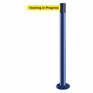 TENSABARRIER 889F-23-23-STD-NO-YCX-C Fixed Barrier Post With Belt, Blue, 36 1/2 Inch Post Height | CU6JCB 20YH55