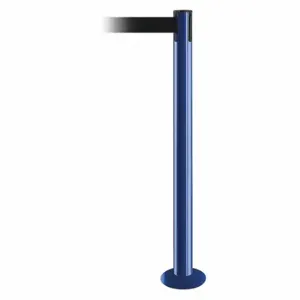 TENSABARRIER 889F-23-23-MAX-NO-B9X-C Fixed Barrier Post With Belt, Blue, 36 1/2 Inch Post Height, 2 1/2 Inch Post Dia, Black | CU6HRN 20YG02