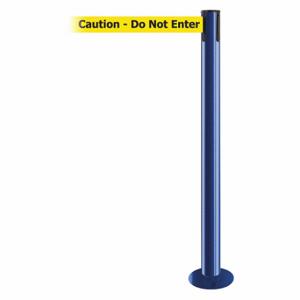 TENSABARRIER 889F-23-23-MAX-NO-YAX-C Fixed Barrier Post With Belt, Steel, Blue, 36 1/2 Inch Post Height, 2 1/2 Inch Post Dia | CU6JCF 20YG08