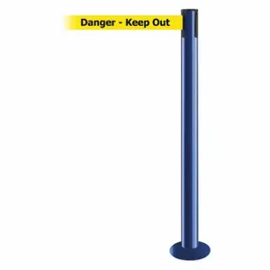 TENSABARRIER 889F-23-23-MAX-NO-YDX-C Fixed Barrier Post With Belt, Blue, 36 1/2 Inch Post Height | CU6HRU 20YG10