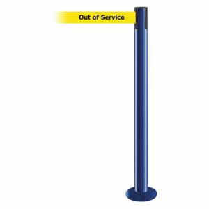 TENSABARRIER 889F-23-23-STD-NO-YEX-C Fixed Barrier Post With Belt, Blue, 36 1/2 Inch Post Height | CU6HRQ 20YH57