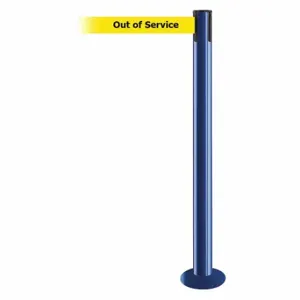 TENSABARRIER 889F-23-23-MAX-NO-YEX-C Fixed Barrier Post With Belt, Blue, 36 1/2 Inch Post Height | CU6HRP 20YG11