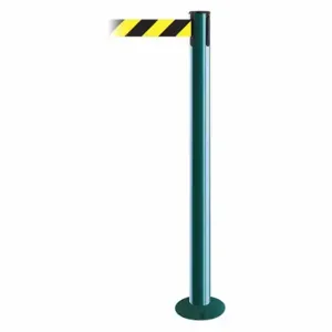 TENSABARRIER 889F-28-28-STD-NO-D4X-C Fixed Barrier Post With Belt, Steel, Green, 36 1/2 Inch Post Height, 2 1/2 Inch Post Dia | CU6JCD 20YH73