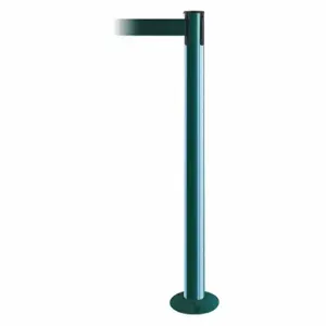 TENSABARRIER 889F-28-28-MAX-NO-G6X-C Fixed Barrier Post With Belt, Steel, Green, 36 1/2 Inch Post Height, 2 1/2 Inch Post Dia | CU6HUC 20YG23