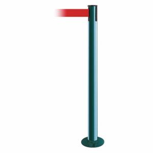 TENSABARRIER 889F-28-28-STD-NO-R5X-C Fixed Barrier Post With Belt, Steel, Green, 36 1/2 Inch Post Height, 2 1/2 Inch Post Dia | CU6JCZ 20YH71