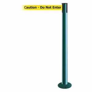 TENSABARRIER 889F-28-28-STD-NO-YAX-C Fixed Barrier Post With Belt, Steel, Green, 36 1/2 Inch Post Height, 2 1/2 Inch Post Dia | CU6HUB 20YH74