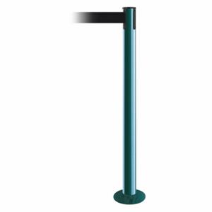TENSABARRIER 889F-28-28-MAX-NO-B9X-C Fixed Barrier Post With Belt, Steel, Green, 36 1/2 Inch Post Height, 2 1/2 Inch Post Dia | CU6HUH 20YG22