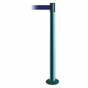 TENSABARRIER 889F-28-28-STD-NO-L5X-C Fixed Barrier Post With Belt, Steel, Green, 36 1/2 Inch Post Height, 2 1/2 Inch Post Dia | CU6HUM 20YH72