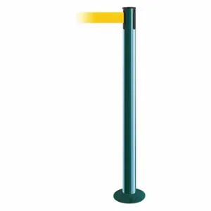 TENSABARRIER 889F-28-28-STD-NO-Y5X-C Fixed Barrier Post With Belt, Steel, Green, 36 1/2 Inch Post Height, 2 1/2 Inch Post Dia | CU6HUJ 20YH70