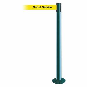 TENSABARRIER 889F-28-28-MAX-NO-YEX-C Fixed Barrier Post With Belt, Steel, Green, 36 1/2 Inch Post Height, 2 1/2 Inch Post Dia | CU6HUG 20YG31