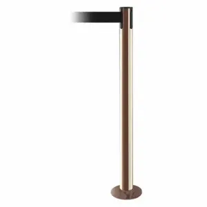 TENSABARRIER 889F-2P-2P-MAX-NO-B9X-C Fixed Barrier Post With Belt, Steel, Polished Brass, 36 1/2 Inch Post Height, Flange | CU6HUR 20YG90