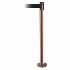 TENSABARRIER 889F-2P-2P-MAX-NO-G7X-C Fixed Barrier Post With Belt, Steel, Polished Brass, 36 1/2 Inch Post Height, Flange | CU6JDE 20YG92