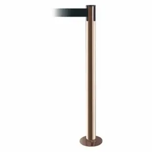 TENSABARRIER 889F-2P-2P-STD-NO-G7X-C Fixed Barrier Post With Belt, Steel, Polished Brass, 36 1/2 Inch Post Height, Flange | CU6HUY 20YJ40